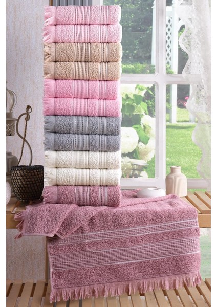 Tekstil Shiny 12'li 50X90 cm El&yüz Havlu Seti Pembe