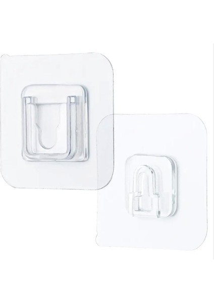Yapışkanlı Çift Taraflı Kanca | 4 Çift | Iz Bırakmayan, Delik Açmayan, Çok Fonksiyonlu Banyo ve Mutfak Su Geçirmez Ev Duvar Askıları