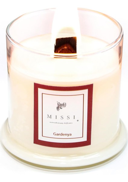 Cam Ahşap Fitilli Gardenya Kokulu Vegan Mum (140 Gr)