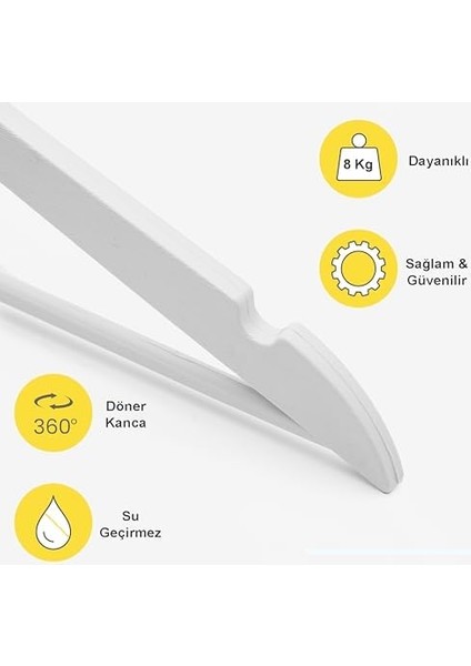 24 Adet Beyaz Ahşap Görünümlü Plastik Askı Kıyafet Elbise Gömlek Askısı modelleri