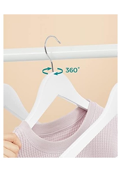 Ahşap Elbise Askıları, 10'lu Set, Masif Ahşaptan Elbise Askıları, Ceket Askıları, Omuz Bölgesinde Çentikler, Kaymaz, Ceketler, Gömlekler, 360° Döndürülebilen Kancalar Için, Beyaz CRW03W10 fiyatları