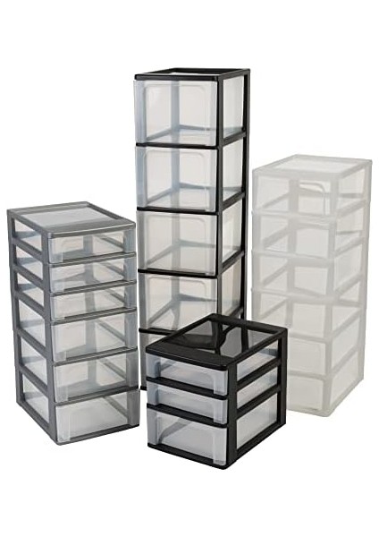 Ohyama, Plastik Çekmece Kutusu, 3 Derin Çekmeceli, Siyah, Easy-Pull Sistemi, A4, A5 ve A6 Formatında, Çalışma Masası Düzenleyici, Ofis, Okul, Kırtasiye Malzemeleri Için, Bpa Içermez, Çekmeceli modelleri