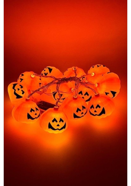 Cadılar Bayramı Halloween Pilli Balkabağı LED 12 Li