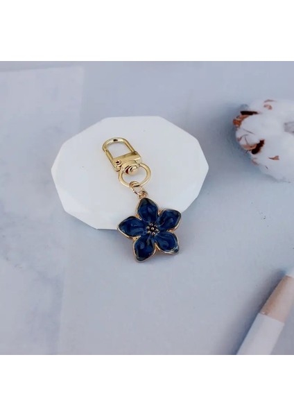 Metal Küçük Çiçek Anahtarlık Çift Keyasyon Çantası Cazibesi Cep Telefonu Kulaklık Kılıfı Deocr Sakura Kadın Kadın Kadın Tatil Hediye Renk: S6 (Yurt Dışından)