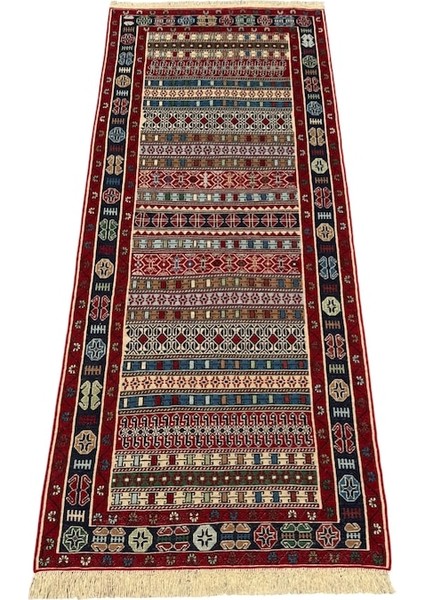 El Dokuma Sıfır Iran Sumak Kilimi 84X200 Yün Yolluk
