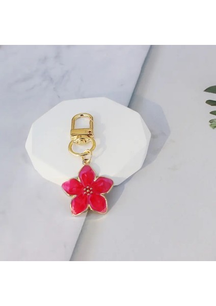 Metal Küçük Çiçek Anahtarlık Çift Keyasyon Çantası Cazibesi Cep Telefonu Kulaklık Kılıfı Deocr Sakura Kadın Kadın Kadın Tatil Hediye Renk: S5 (Yurt Dışından)