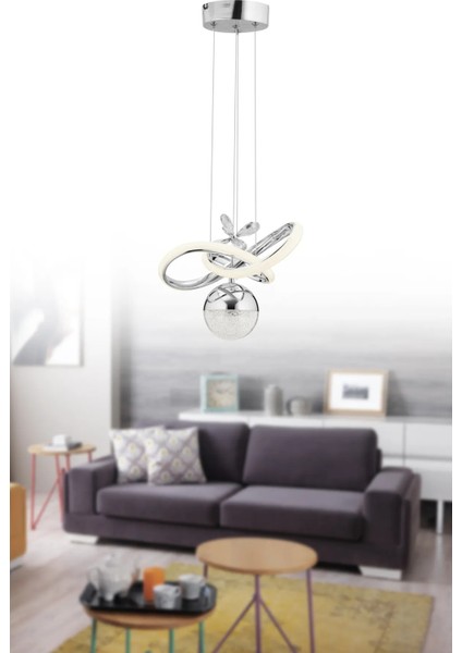 Istanbul Avize Begonvil Gümüş Kumandalı 3 Renkli Ledli Modern Taşlı LED Avize modelleri