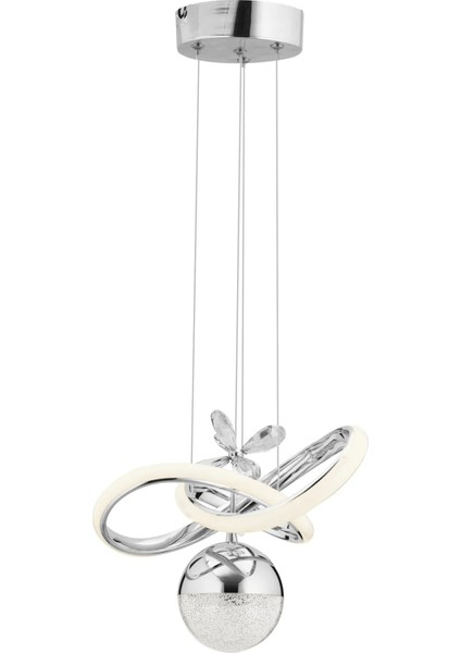 Istanbul Avize Begonvil Gümüş Kumandalı 3 Renkli Ledli Modern Taşlı LED Avize