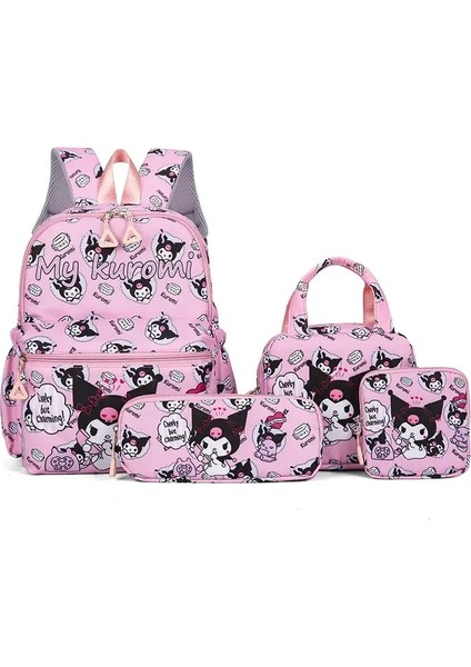 4pcs Kuromi Sırt Çantası, Kalem Kılıfı, Omuz Çantası, Cüzdan Seti, Hello Kitty Sanrio School Bag, Melody Dışarıda Daypackcolor: Kuromi-B (Yurt Dışından)