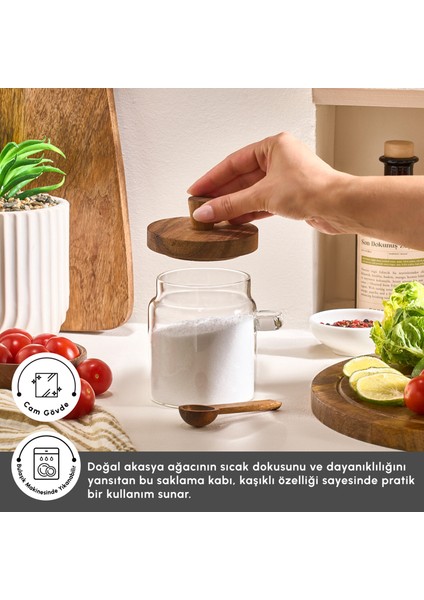 Mova Akasya Kaşıklı Saklama Kabı 470 ml modelleri