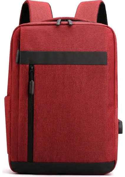 Business Laptop Sırt Çantası Büyük Kapasite Çok Fonksiyonlu USB Su Geçirmez Film Backbag Sıradan Omuz Çantası Erkekler Renk: Kırmızı (Yurt Dışından)