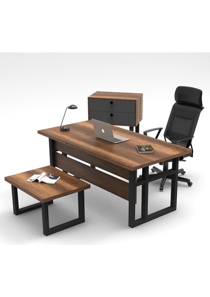 Meva Masa Sehpa Keson Abc Ofis Büro Masa Takımı Barok-Antrasit MEV08-BA