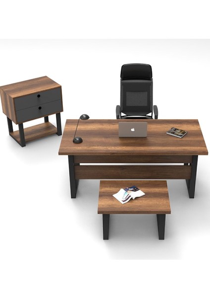 Meva Masa Sehpa Keson Abc Ofis Büro Masa Takımı Barok-Antrasit MEV08-BA fiyatları