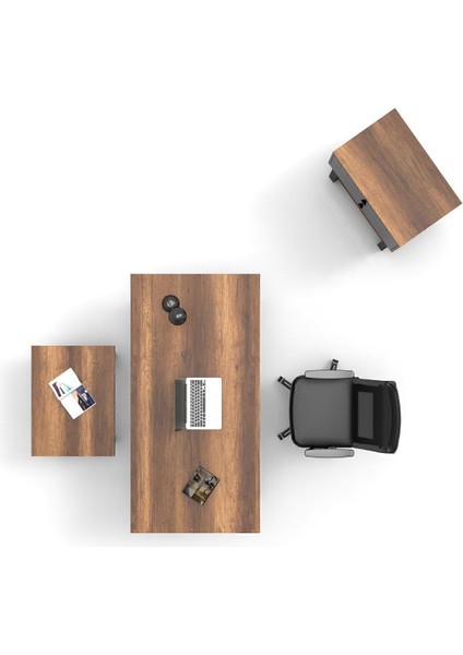 Meva Masa Sehpa Keson Abc Ofis Büro Masa Takımı Barok-Antrasit MEV08-BA modelleri