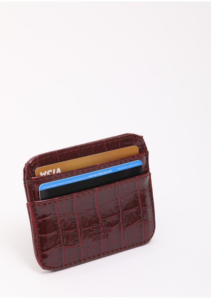 Bordo SHK181 Kroko Suni Deri, 4 Kartlık ve Para Bölmeli, Unisex Kartlık fırsatları