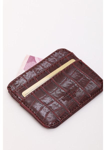 Bordo SHK181 Kroko Suni Deri, 4 Kartlık ve Para Bölmeli, Unisex Kartlık indirimleri
