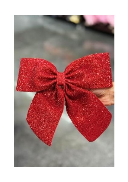 Yılbaşı Ağacı 2'li Fiyonk Kırmızı Simli Eva Kapı ve Cam Süsleme fiyatları