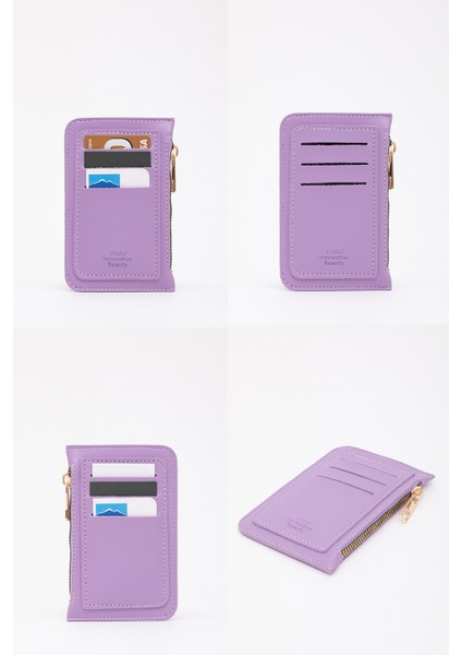 Lila SHK101 Suni Deri 6 Kartlık ve Fermuarlı Para Bölmeli Kartlık Cüzdan