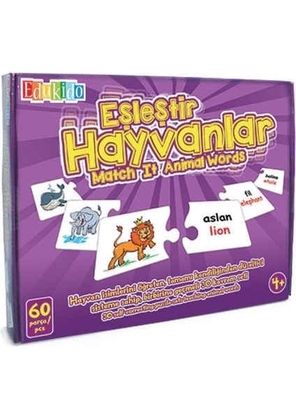 Eğitici Oyuncak Eşleştir Mukavva Puzzle Hayvanlar EDU-1009