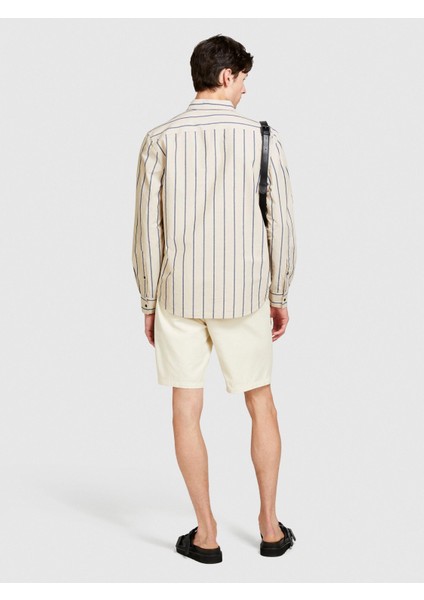 Sisley Keten Pamuk Karışımlı Çizgili Yakası Düğmeli Gömlek Erkek Siyah Mix Gömlek - 324P5ZKYSQ03I fırsatları