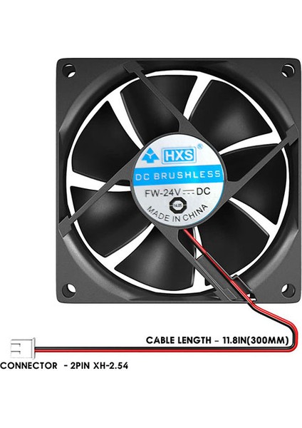 8cm 24V 2 Pinli Kasa Fanı 8cm x 8cm x 2.5cm 2 Pimli Dc 24VOLT Fan fiyatları