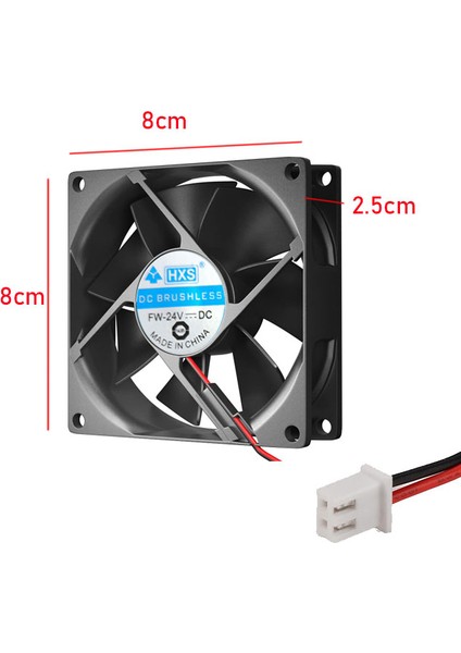 8cm 24V 2 Pinli Kasa Fanı 8cm x 8cm x 2.5cm 2 Pimli Dc 24VOLT Fan modelleri
