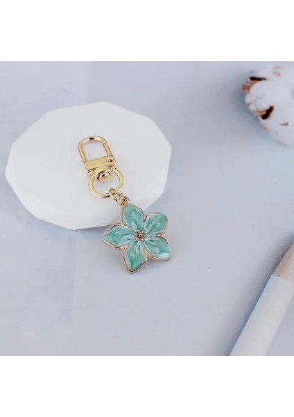 Metal Küçük Çiçek Anahtarlık Çift Keyasyon Çantası Cazibesi Cep Telefonu Kulaklık Kılıfı Deocr Sakura Kadın Kadar Kadın Tatil Hediye Renk: S2 (Yurt Dışından)