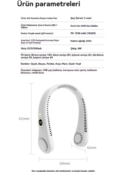Beş Vites Dijital Ekran Sessiz Açık Hava Spor Boyunlu Fan (Yurt Dışından) modelleri