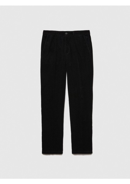 %100 Koton Slim Fit Fitilli Kadife Pantolon Erkek Siyah T-Shirt - 323A4SFRSF03D
