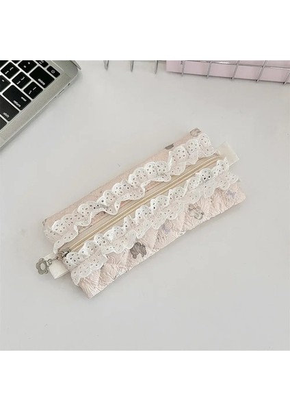 Taze Dantel Kalem Çantası Büyük Kapasite Kozmetik Çantası Çiçek Desen Kalem Kılıf Makyaj Çantası Karikatür Kırtasiye Depolama Bagcolor: Mavi-M (Yurt Dışından)