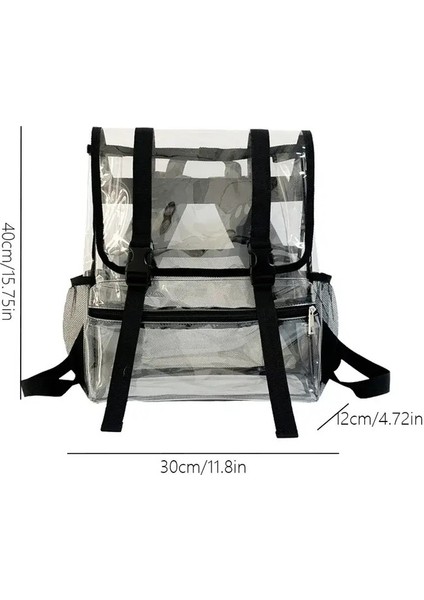 Şeffaf Pvc Koleji Öğrenci Rucksack Moda Okulu Sırt Çantası Su Geçirmez Büyük Kapasite, Womenolor Için Sağlam Clear Torba: Siyah (Yurt Dışından)