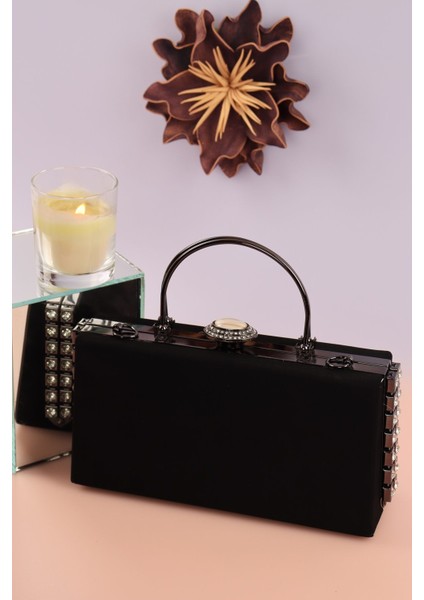 470 Süet Yan Taşlı Saplı Abiye Çanta