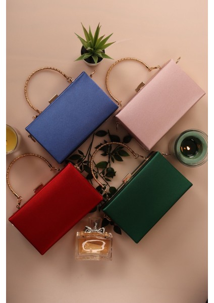 Weembag 107 Saten Canel Abiye Çanta | Modern Çizgili Tasarım