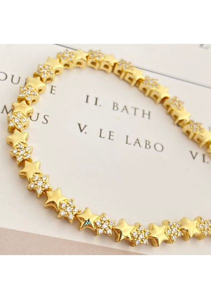 Yıldızlı Bileklik Kadın Suyolu Bileklik Kararmaz Xuping Vip Seri 14 Ayar Gold 17+2cm