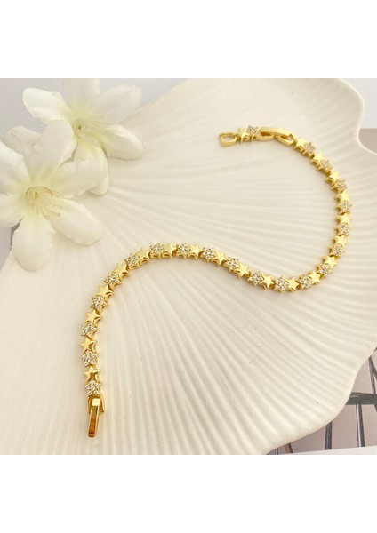 Yıldızlı Bileklik Kadın Suyolu Bileklik Kararmaz Xuping Vip Seri 14 Ayar Gold 17+2cm