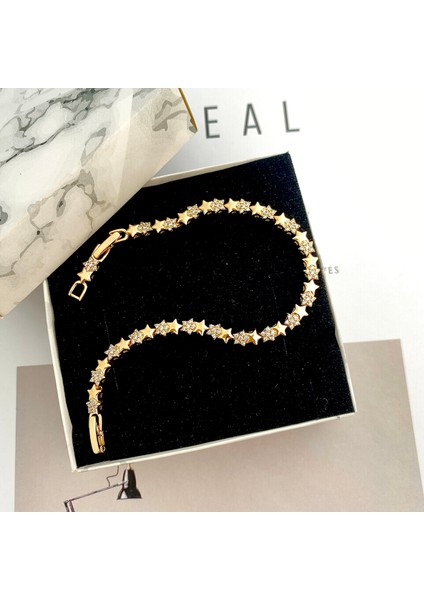 Yıldızlı Bileklik Kadın Suyolu Bileklik Kararmaz Xuping Vip Seri 14 Ayar Gold 17+2cm