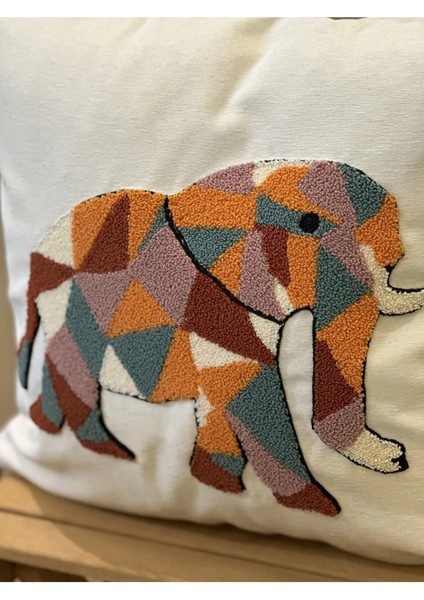 2'li Punch Işlemeli Nakışlı Fil Temalı Dekoratif Kırlent Kılıfı fırsatları