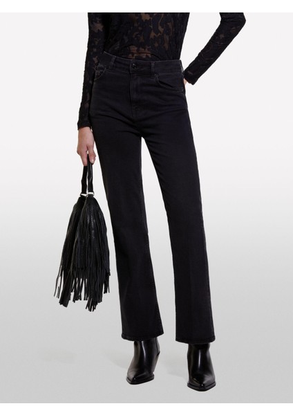 Sisley Pamuk Karışımlı Beş Cepli Geniş Paça Yüksek Bel Pantolon Kadın 800 Pantolon - 324A4STRLE03V fiyatları