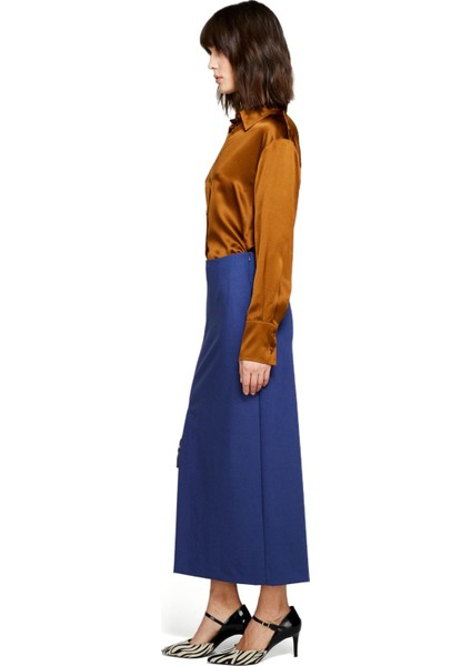 Sisley %100 Ipek Regular Fit Gömlek Kadın Kahverengi Gömlek - 323A5Q6WLQ05E