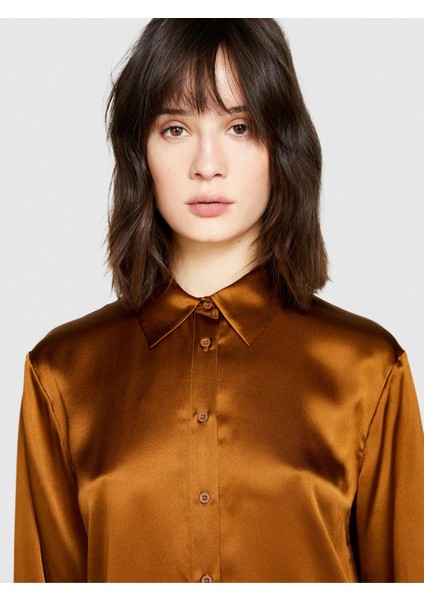 Sisley %100 Ipek Regular Fit Gömlek Kadın Kahverengi Gömlek - 323A5Q6WLQ05E fiyatları