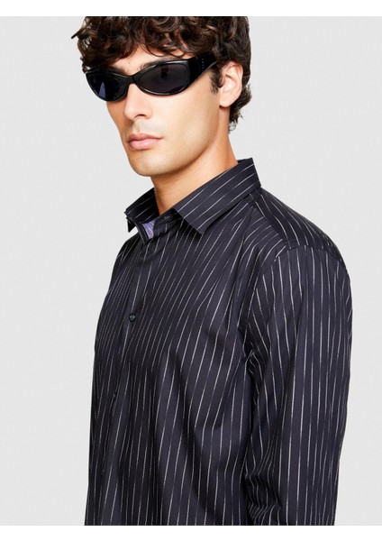 Sisley %100 Koton Slim Fit Geometrik Desenli Poplin Gömlek Erkek Renkli Gömlek - 323A58J2SQ033 fiyatları