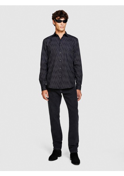 Sisley %100 Koton Slim Fit Geometrik Desenli Poplin Gömlek Erkek Renkli Gömlek - 323A58J2SQ033 modelleri