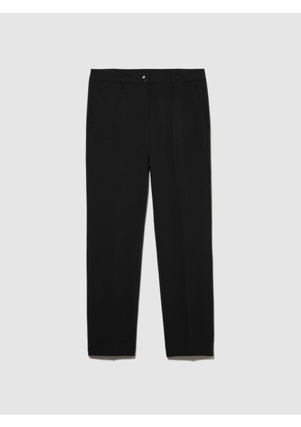 Sisley Viskoz Karışımlı Regular Fit Normal Bel Esnek Pantolon Kadın Siyah Pantolon - 323A4KVX55AE7