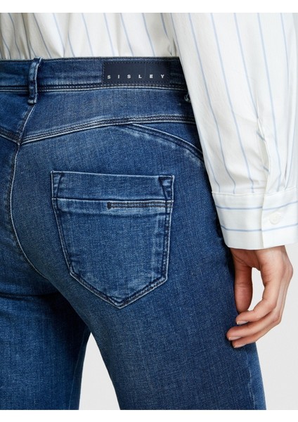 Sisley Streç Pamuklu Yüksek Bel Dar Paça Denim Pantolon Kadın Siyah Mix Pantolon - 324P4RR3575V7