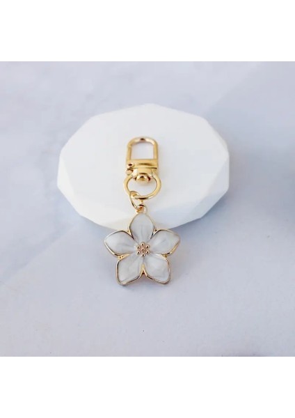 Metal Küçük Çiçek Anahtarlık Çift Keyasyon Çantası Cazibesi Cep Telefonu Kulaklık Kılıfı Deocr Sakura Kadın Kadar Kadın Tatil Hediye Renk: S4 (Yurt Dışından)