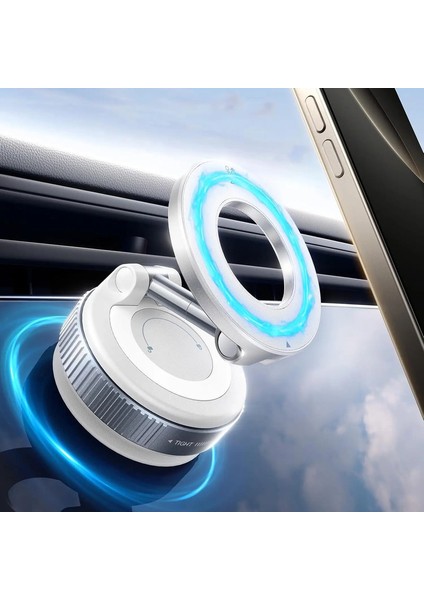 Süper Güçlü N52 Manyetik Telefon Tutucu, Yükseltilmiş Abs, 360 ° Döndürülebilir ve Katlanabilir Tasarım, Bir Vakum Vantuz ile - Mükemmel Fo: Beyaz -7 (Yurt Dışından)