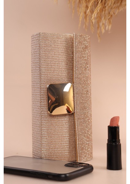 254 Çizgili Nal Şeklinde Taşlı Abiye Çanta modelleri