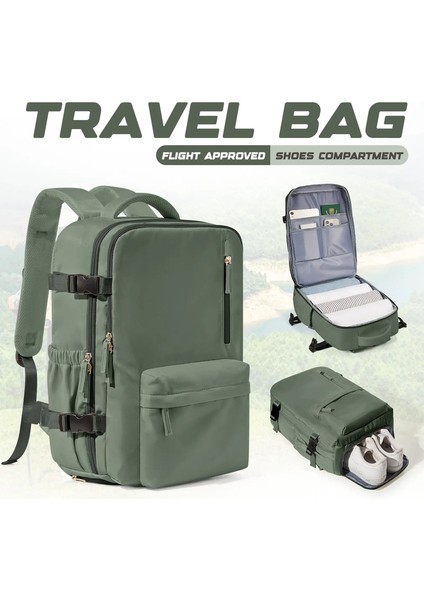 Su Geçirmez Seyahat Sırt Çantası Ayakkabı Bölmesi Ayarlanabilir Kayışlar, Dizüstü Bilgisayar Sırt Çantası Okul Çantası Erkek Kadınlar, Günlük Seyahat Çantası Renk: Yeşil (Yurt Dışından)