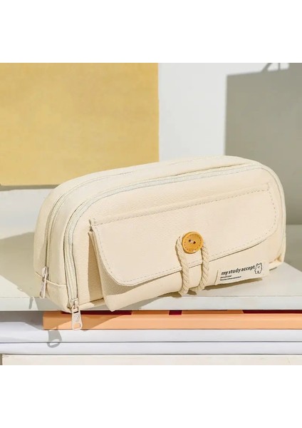 Öğrenci Sevimli Kalem Çantası Düğmesi Pamuk Kablo Bez Kırtasiye Çantası Okul Malzemeleri Büyük Kapasiteli Depolama Çantası Dıy Çocuklar Kalem Kılıfı Renk: A1 (Yurt Dışından)