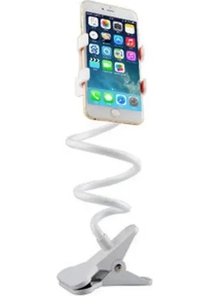 Taşınabilir 70CM 360 Clip Cep Telefon Tutucu Stand Esnek Tembel Yatak Masaüstü Braket Düz Braketi Iphone Samsung Stand Basecolor: Beyaz 2 (Yurt Dışından)